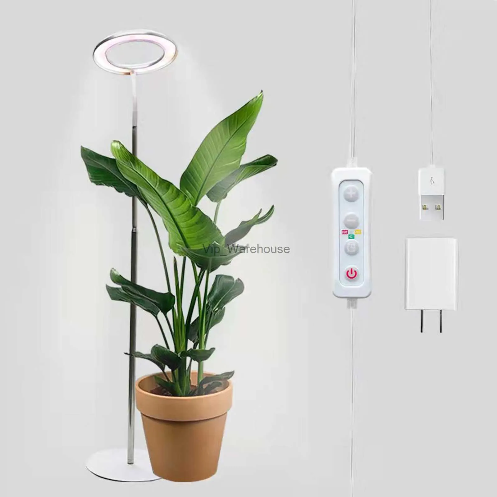 Grow Lights JCBritw Desktop LED Grow Lamp Ring on Stand for Indoor Plants Floor Growing Light Dimmable with Timer Function Color Switchable YQ230926