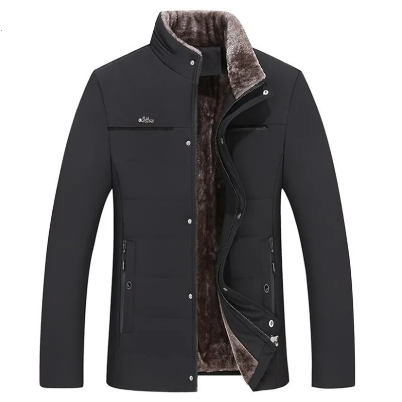 Mens Down Parkas Winter Jacket ciepłe polarowe działalność Business Casual Stand Up Parker Gruby płaszcz 30 stopni Fur 230926