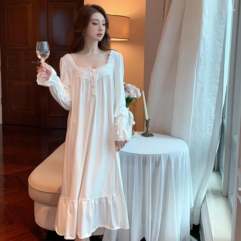 Damska odzież sutna seksowna biała bawełniana nocna sukienka Nighties długoterminowy koszulka nocna nocna odzież nocna dla kobiet