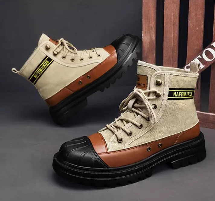Mens leather and canvas boots online