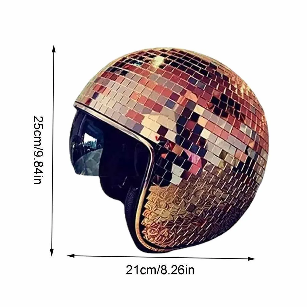 GIMOCOOL Casque Boule Disco Avec Visière Rétractable - Casque Pailleté Miroir Pour Fêtes