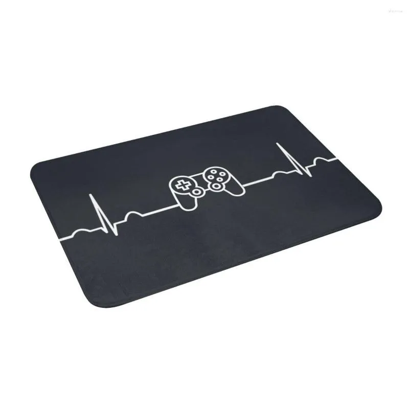 Mattor Gamer Heartbeat 24 "X 16" Non Slip Absorbent Memory Foam Bath Mat för heminredning/Kök/entré/vardagsrum