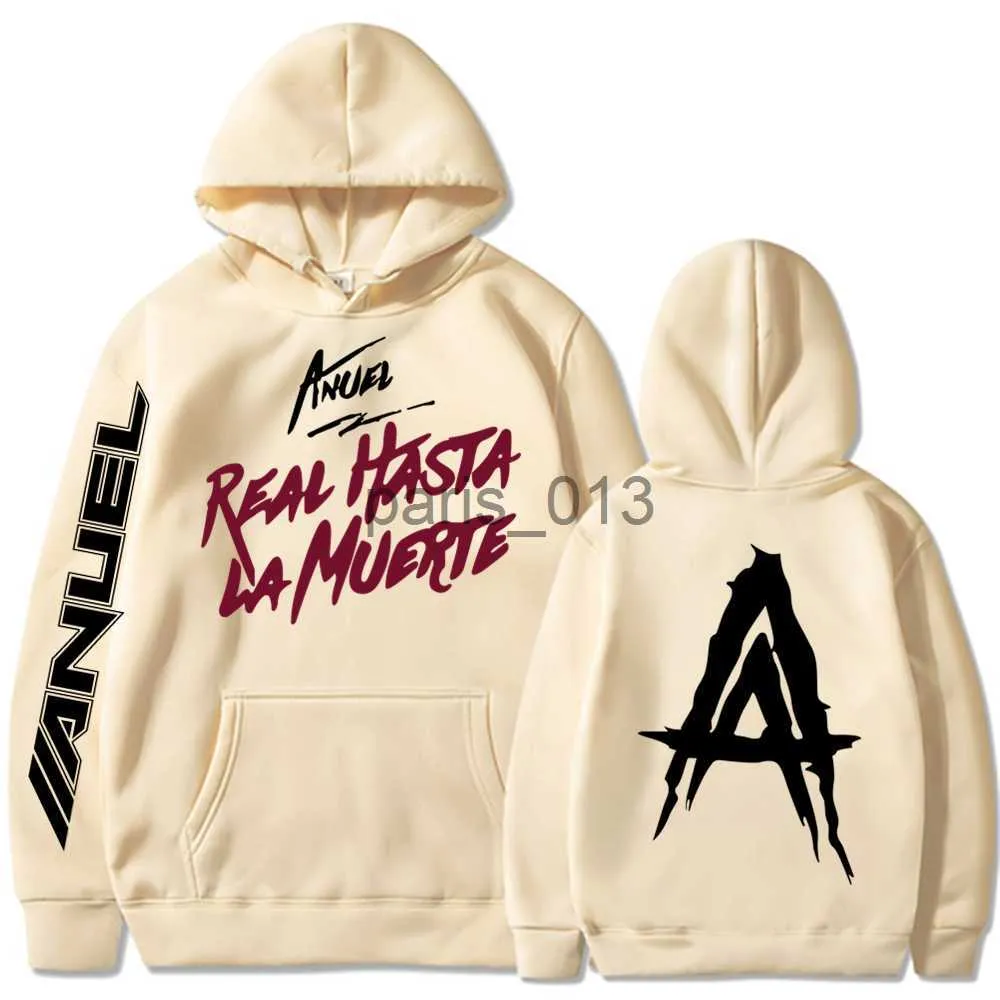 Masculinos Tracksuits Novo Anuel AA Impresso Hoodies Moletom Casaco Real Hasta La Muerte Casual Tracksuit Venha Homens Mulheres Roupas Anime Pulôver X0926