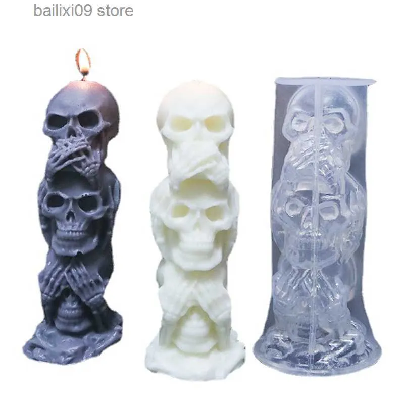 Candele Halloween Skull Stampo per candele in silicone 3D Croce Lapide Modellazione Artigianato Resina Gesso Molud Sapone fai da te Strumenti di argilla fatti a mano Vacanze T230926