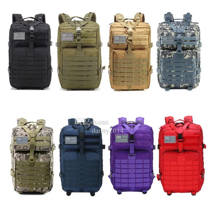 45L Military Tactical Backpack Outdoor Assault Pack Large capacity Training Gym Bag Hiking Camping Travel Rucksack Army 3D Trekking Molle Knapsack