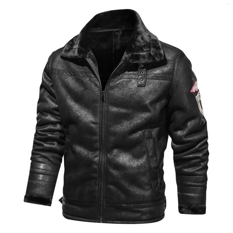 メンズファー2023衣類冬の茶色のコート暖かくて濃厚な大きなジャケットレジャーオートバイヴィンテージフェイクメン