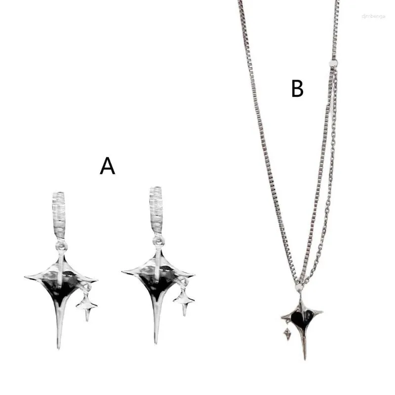 Collane con ciondolo Stelle di cristallo Orecchini pendenti Collana Gioielli Orecchini moda R7RF