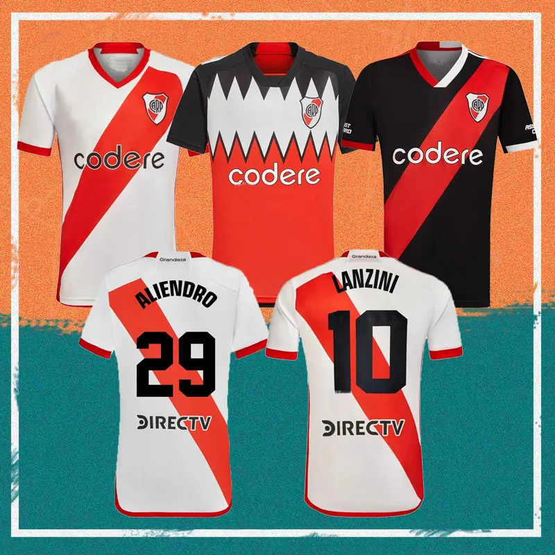 23/24 River Plate Fußballtrikots 2023 Zuhause M. BORJA M.SUAREZ LANZINI Trikot DE LA CRUZ ALIENDRO PEREZ PALAVECINO BARCO Fußballuniform