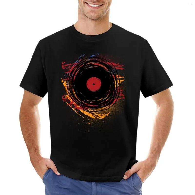 Polos Masculinos Disco de Vinil Grunge Retrô Com Pintura E Arranhões - Música DJ! Camisetas grandes camisetas roupas masculinas