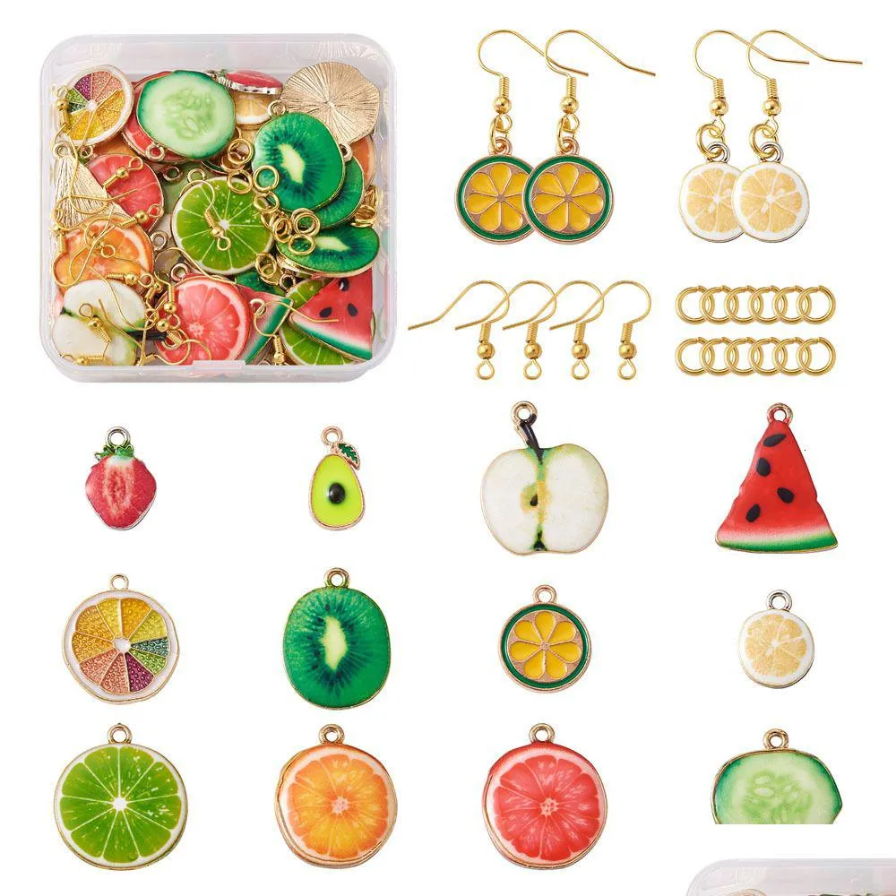 Acryl Plastic Lucite 144 stks/doos Diy Fruit Thema Oorbellen Maken Kits Met Legering Emaille Hangers Messing Oorbel Haken Sluiten Maar Onverkocht Dhuk3