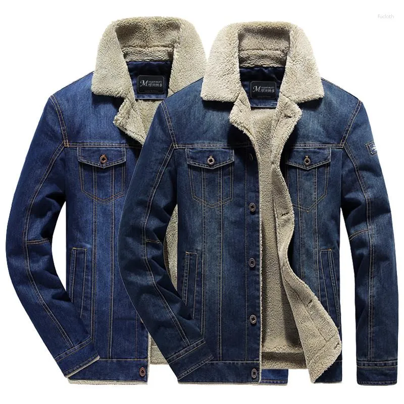 Men's Fur Jean Liner Cowboy Coat Thick Jacket Male Men Mens Winter 5XL Outwear Top Fashion Denim Warm Plus Trendy Jackets