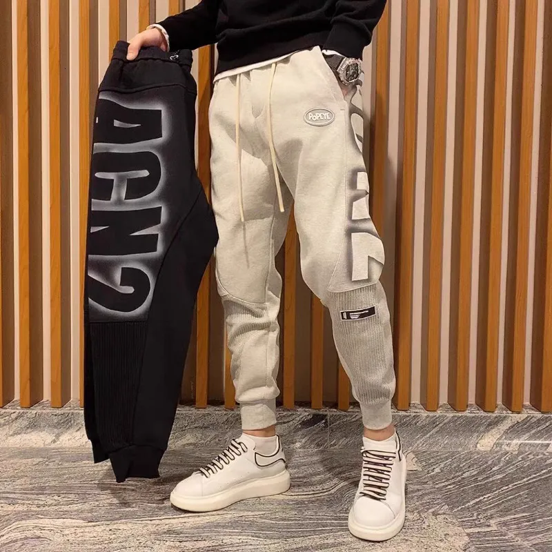 Mäns byxor harem män sweatpants sport elastisk goth y2k byxor koreansk stil spår snygg flatat sommarman svettbyxor xl 230926