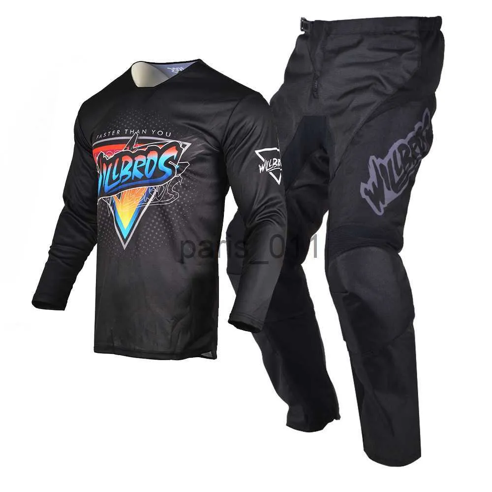 Autres vêtements Pantalons de course de motocross Ensemble d'équipement de moto Tenue de moto MX Combo Kits BMX DH Dirt Bike Moto Street Motor ATV UTV Costume noir Hommes x0926