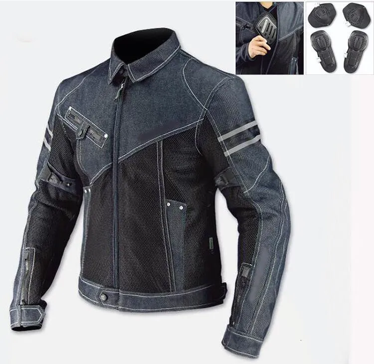 Kurtki męskie JK-006 Letni wypoczynek dżinsowy płaszcz wyścigowy Racing Motorcycle Kurtka Kurt Men Heavy Motorcycle Rider z ochroną 230925