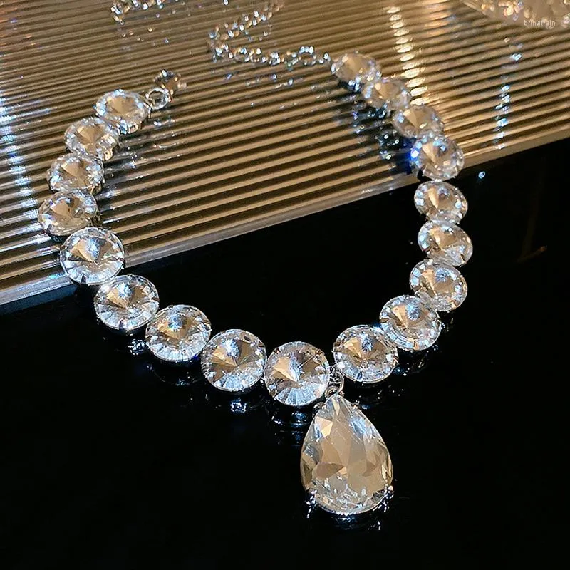 Choker Luxus Große Kristall Halskette Für Frauen Wasser Tropfen Anhänger Trend Hochzeit Party Mode Schmuck Geschenke
