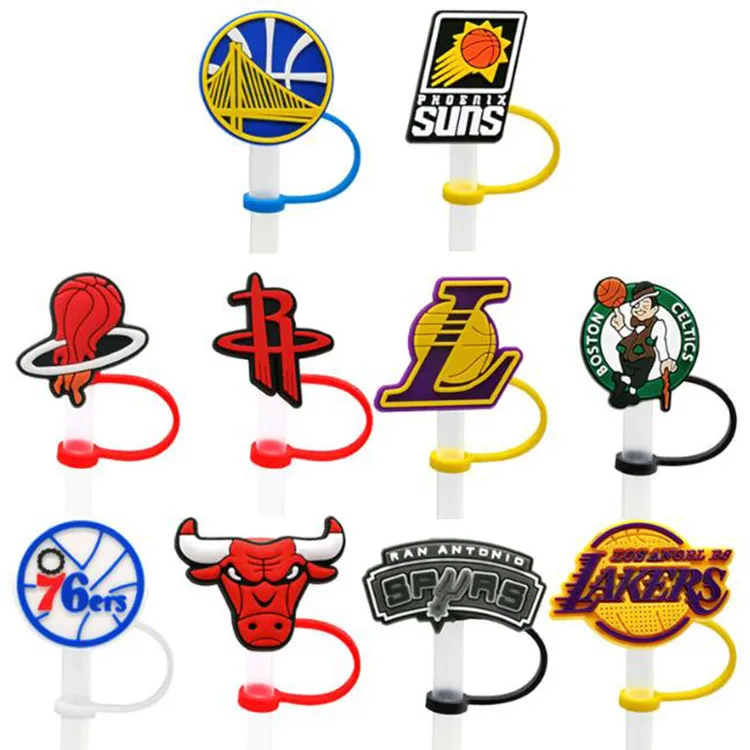 Creative Cartoon Silicone halm cap halms toppar Dust Plug Basketball Straw Charms Accessores Wholesale