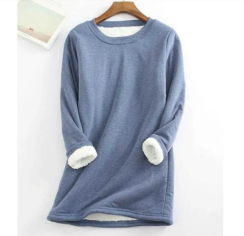 Pulls pour femmes Automne Hiver Pull tricoté Femmes Pull O Cou À Manches Longues Femmle Lâche Plus Taille Chaud Femme Ajouter Des Tops En Peluche