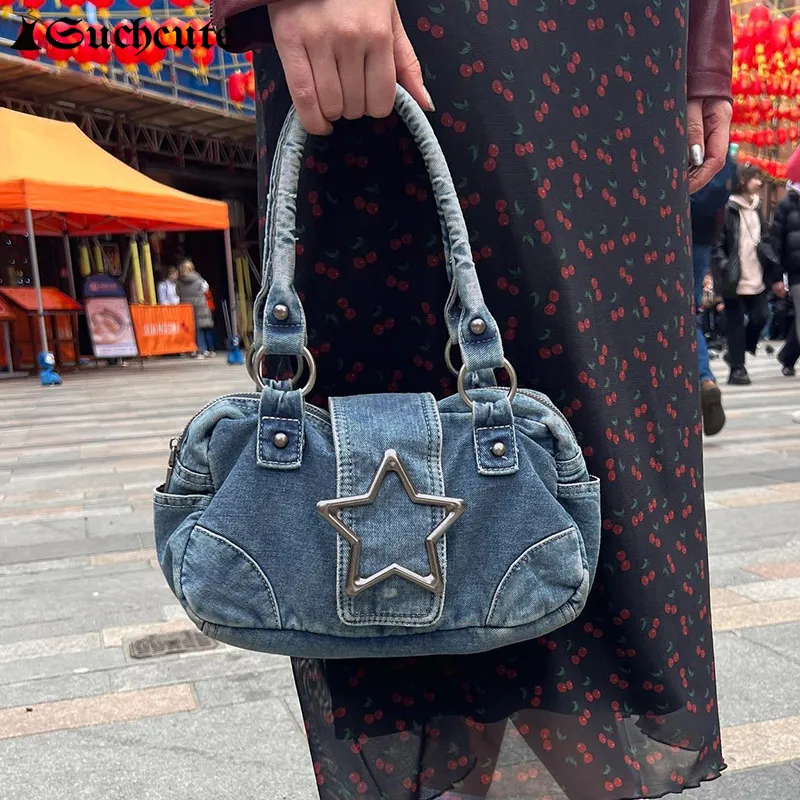 Bolsas De Noche Suchcute Star Korean Streetwear Denim Hombro Para