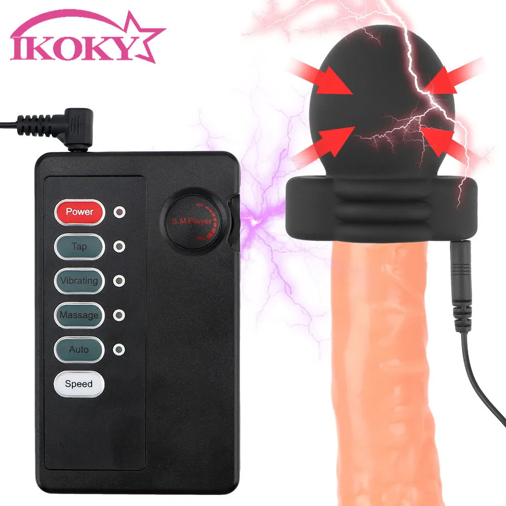 Masturbators Ikoky Electric Shock Penis stymulator tłuszczowy terapia Traineria Masaż Opóźnienie Trening Produkty dla dorosłych zabawki dla mężczyzn 230925