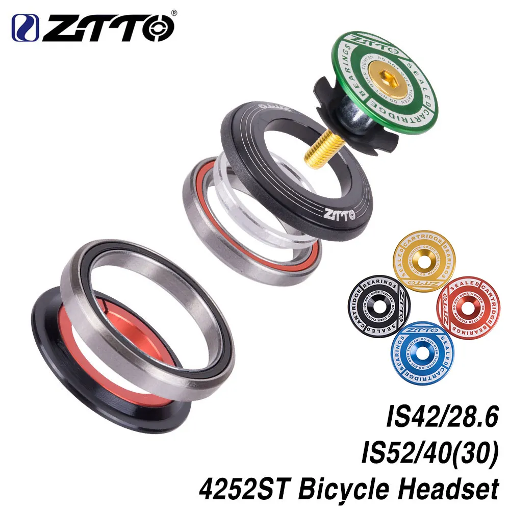 Headsets de bicicleta ZTTO MTB Road Bicycle Headset 42mm 52mm CNC 1/18 "1/12" Tubo cônico garfo integrado rolamento de contato angular 4252ST 230925