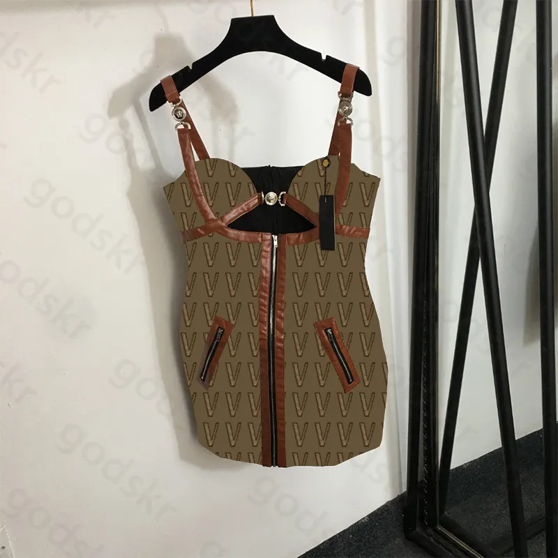 Mini A-Line Slip Dress with Gold Shoulder Buckle and Letter Print in Fur  Material for Women from Dhgate Basic & Casual Dresses - price 52.96
