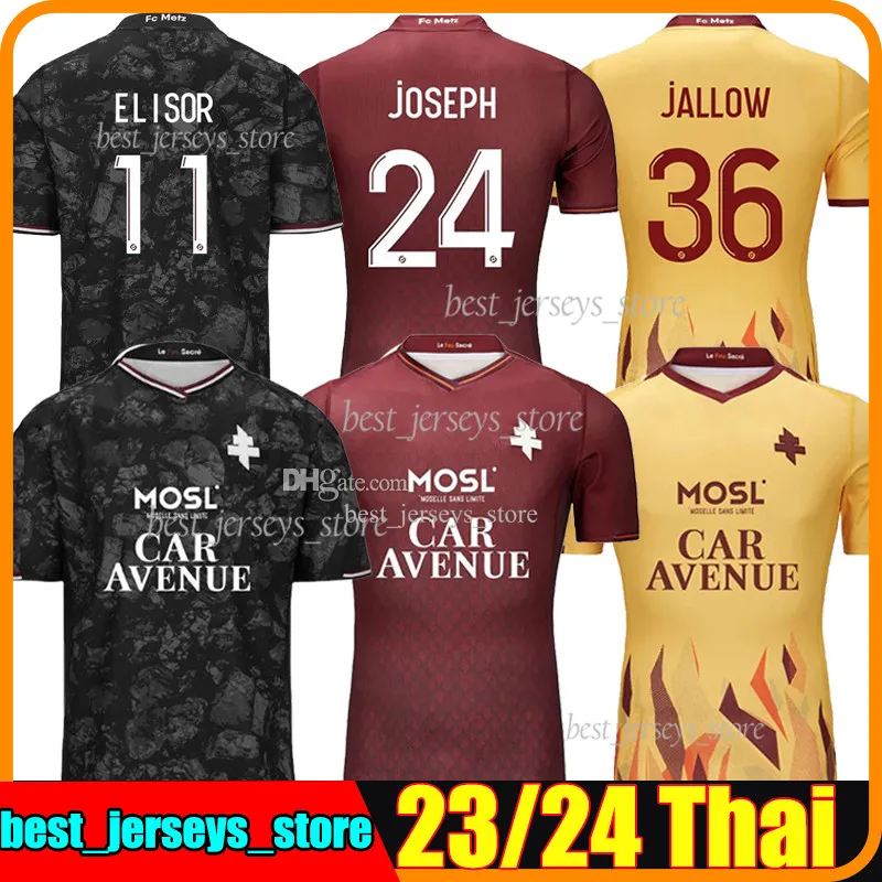 23/24 MAILLOTS FC Metz Soccer Jerseys Trzeci Maziz Mikautadze Jallow Gueye Joseph Niane Home Danley Elisor Football Shirt 2023 2024 Maillot de Foot 3rd