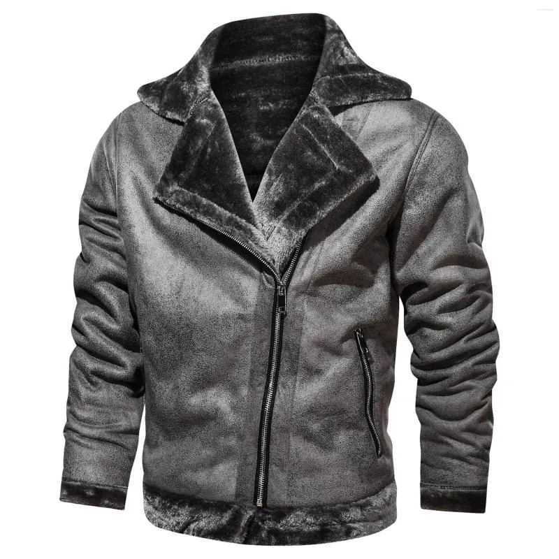 Men's Fur 2023 Jacket Plus Size Warm Padded Motorcycle Outdoor Cotton-padded Zipped