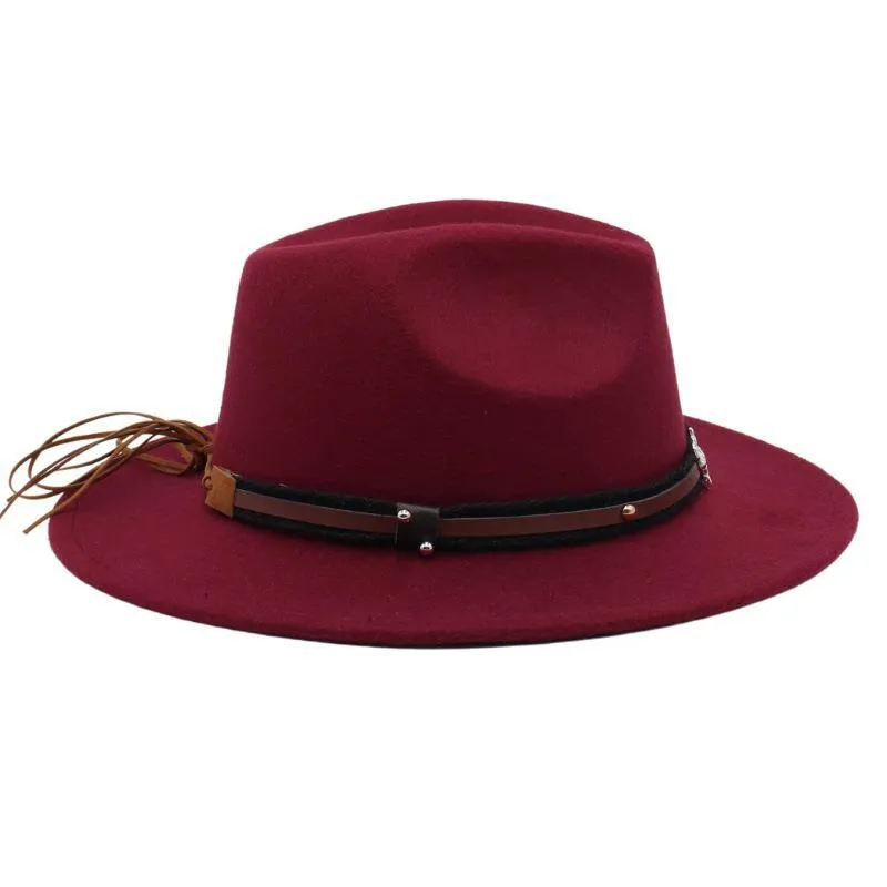 클래식 넓은 브림 모자 유방 공식적인 빈티지 여성 느낌 모자 간단한 영국 스타일 재즈 남자 모자
