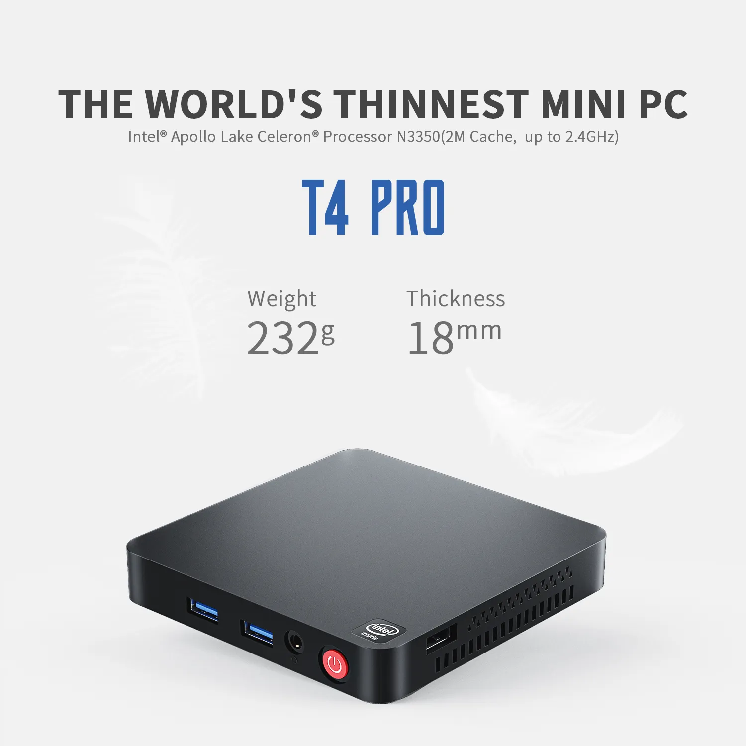 Mini PC Beelink T4 Pro Mini PC Intel Celeron N3350 Hasta 2,4 GHz Windows 10 Escritorio 4 GB 64 GB 2,4/5,8 GHz WiFi BT4.0 Pantalla dual 4K 230925