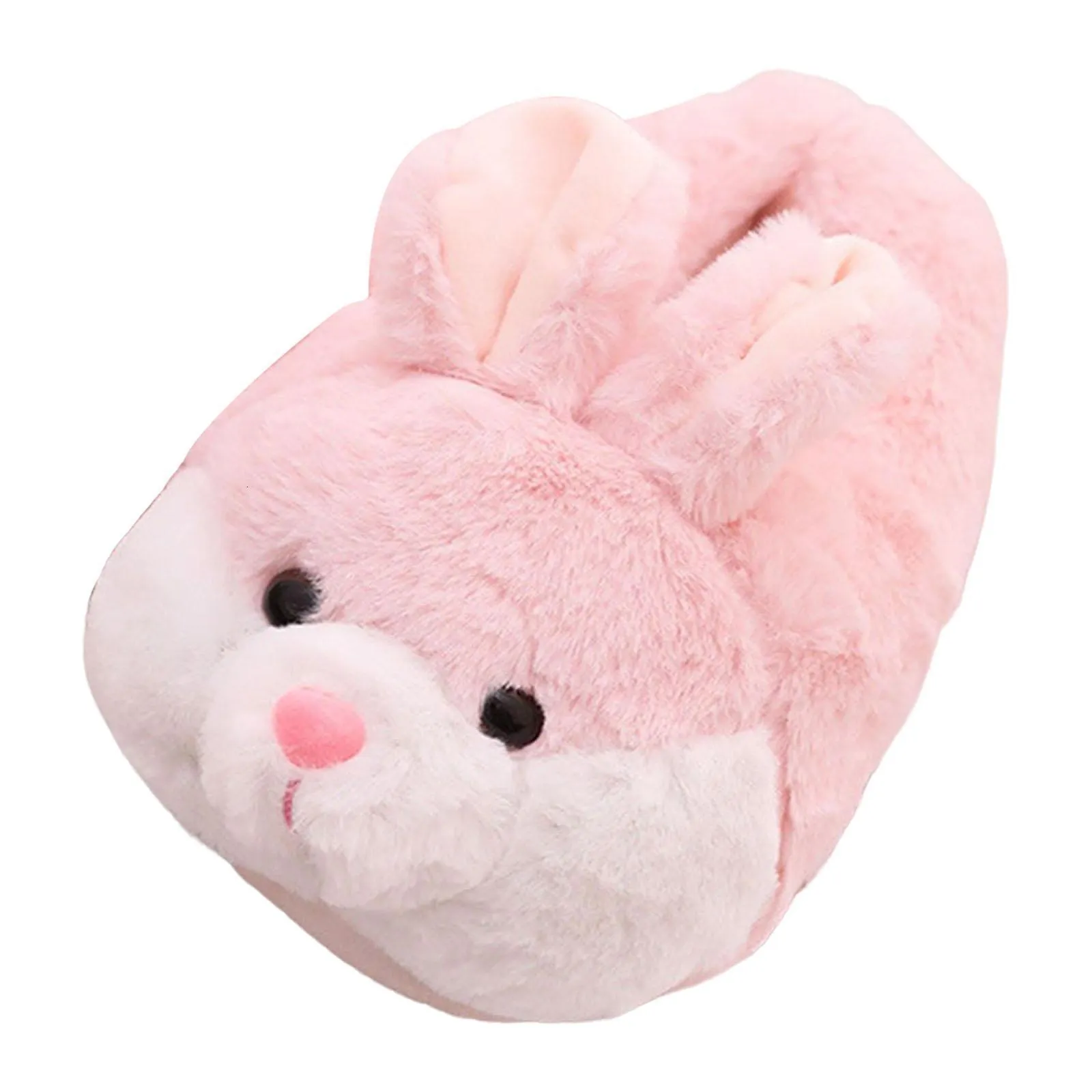 2Pcs Women Cartoon Rabbit Plush Slippers Adorable Warm House Shoes for Bedroom Dormitory Indoor