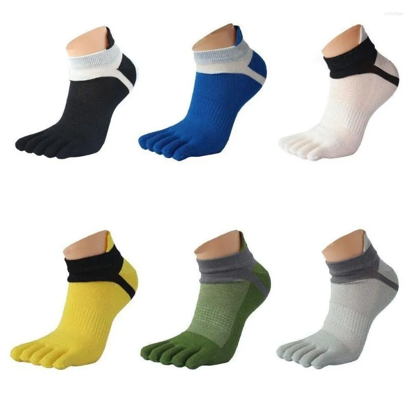 Chaussettes pour hommes doigt classique coupe basse cheville respirer cinq orteils coton solide sport hommes