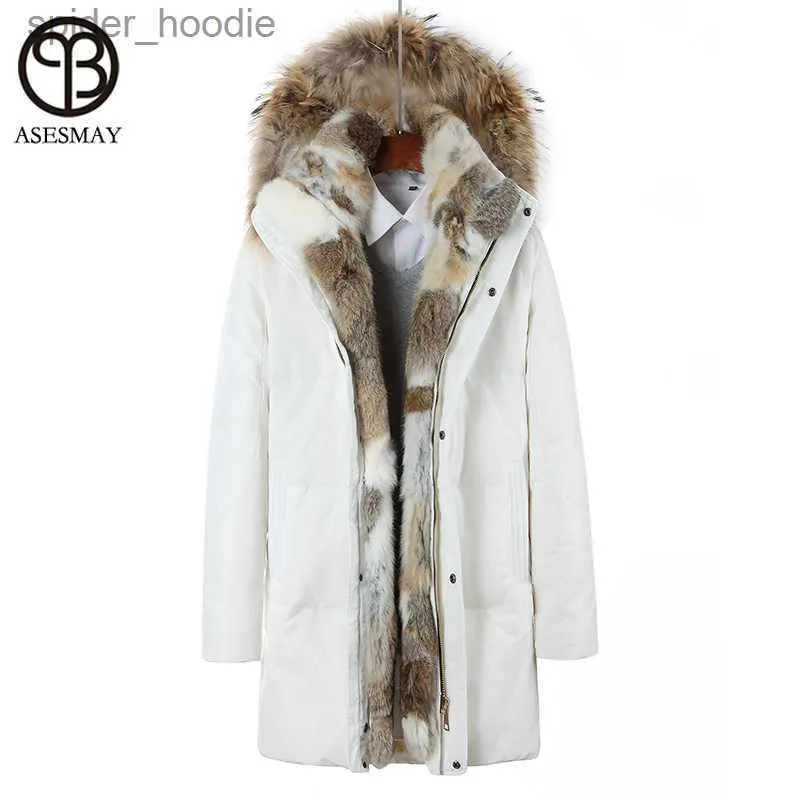 Piumino da uomo Asesmay Piumino invernale per uomo e donna Piumino Parka Piumino d'anatra bianco Spessore caldo Taglie forti S-5XL Pelliccia naturale rimovibile L230926