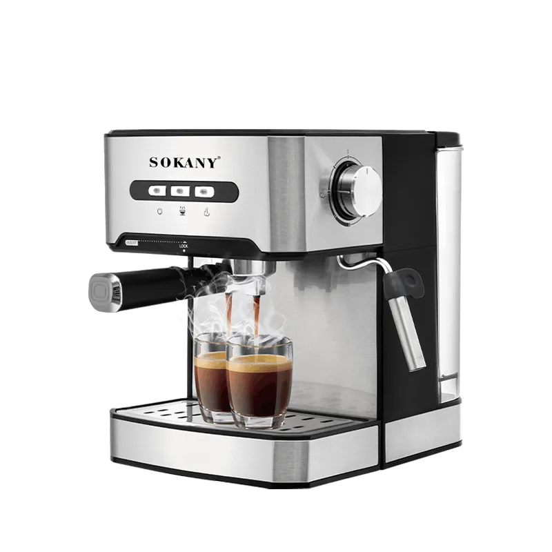 Máquina de café expresso 800w, pré-aquecimento instantâneo, cafeteira com espuma de leite, cappuccino, água quente, vapor para escritório doméstico