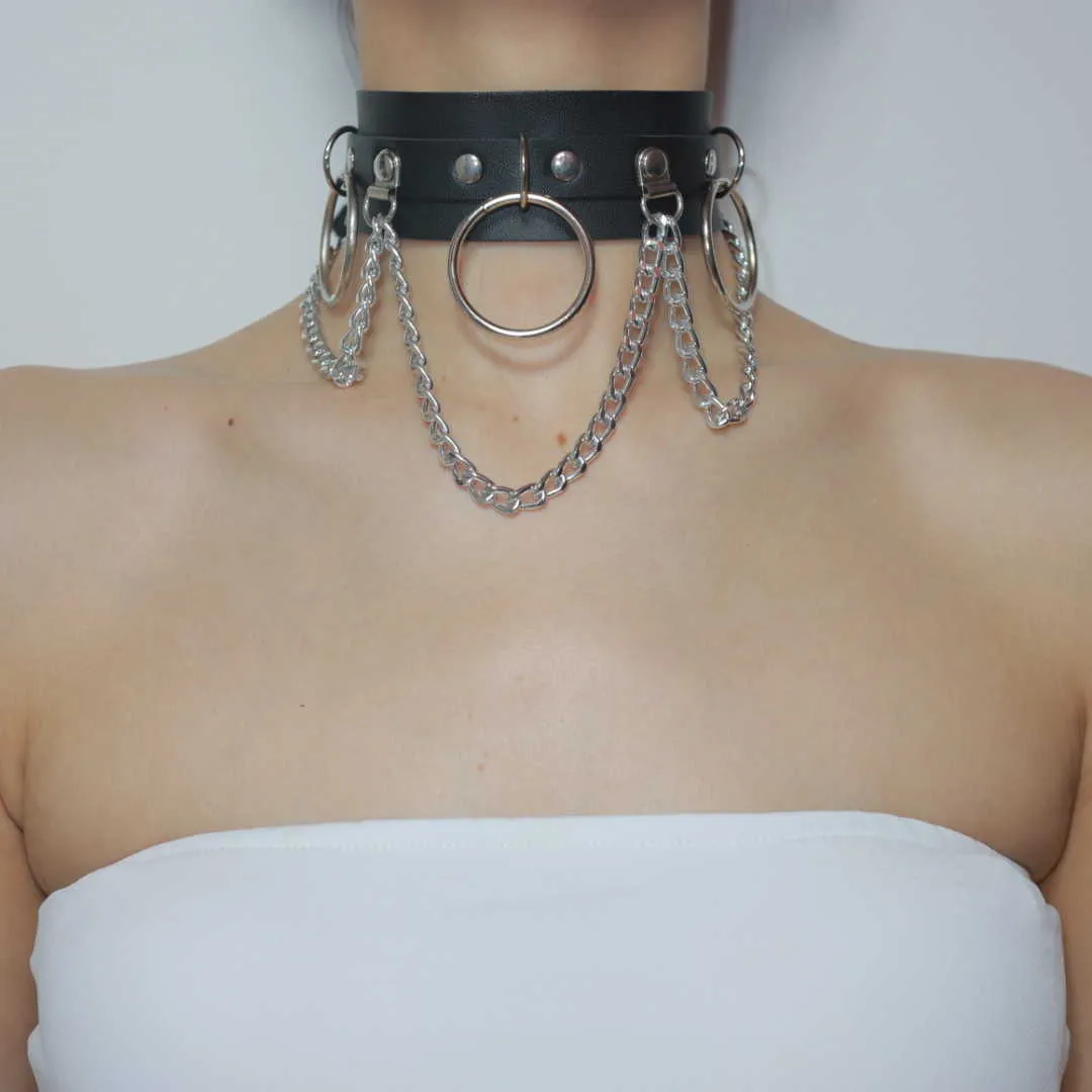 Bdsm Sexy Punk Rivet Heart Alternative Metal Pu Leather Collar Slave Costume Necklace Sex Toys Harajuku Accessories