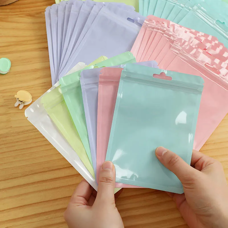 Save Big on Bulk Plastic Cosmetic Pouches Cute Color Plastic Packaging Bags  Macarone Resealable Sealing Zipper Pouch For Phone Electronic Accessories 