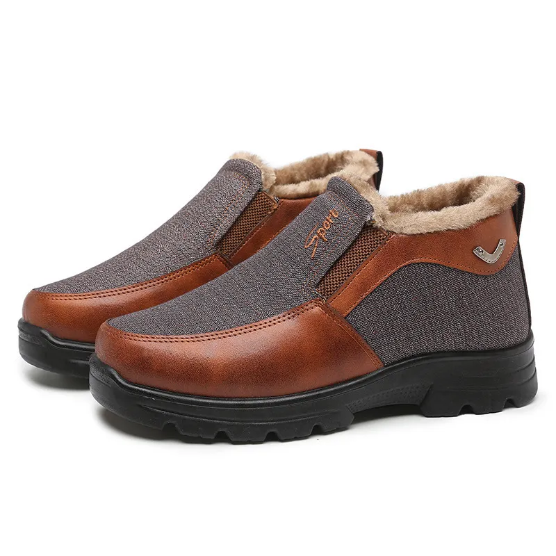 Zapatos de vestir Hombres Zapatillas de deporte PU Cuero Cómodo Piel de felpa Tobillo Cálido para botas Resbalón en calzado casual Zapatos de color sólido 230926