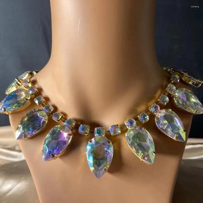 Choker INS Colorful Rhinestone Acrylic Big Gem Necklace Charm