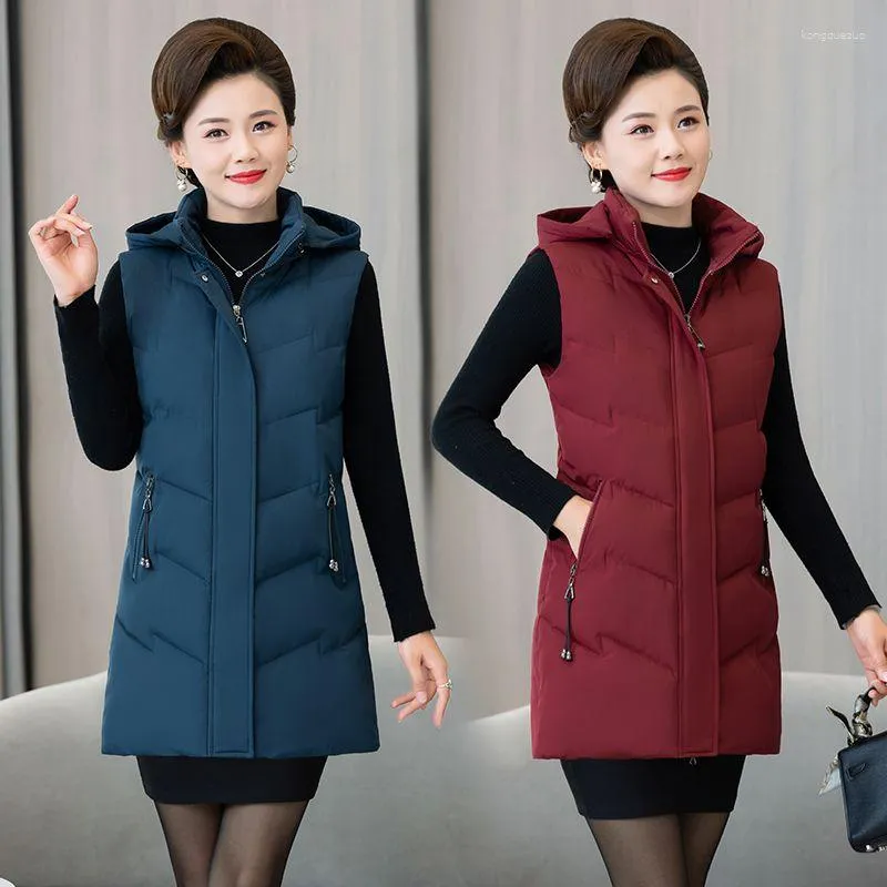 Gilets pour femmes 2023 élégant automne hiver gilet mode coton gilet sans manches léger vers le bas garder au chaud veste H129