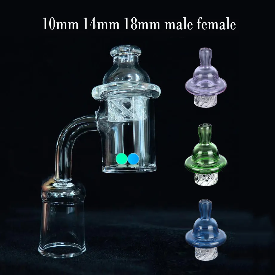 2pc Hot Selling 25mm Quartz Banger Oil Nail Pipe with Spinning Carb Cap 10mm 14mm 18mm Male Female Domeless Nail 4mm Thickness for Dab Rig Bong Accesories