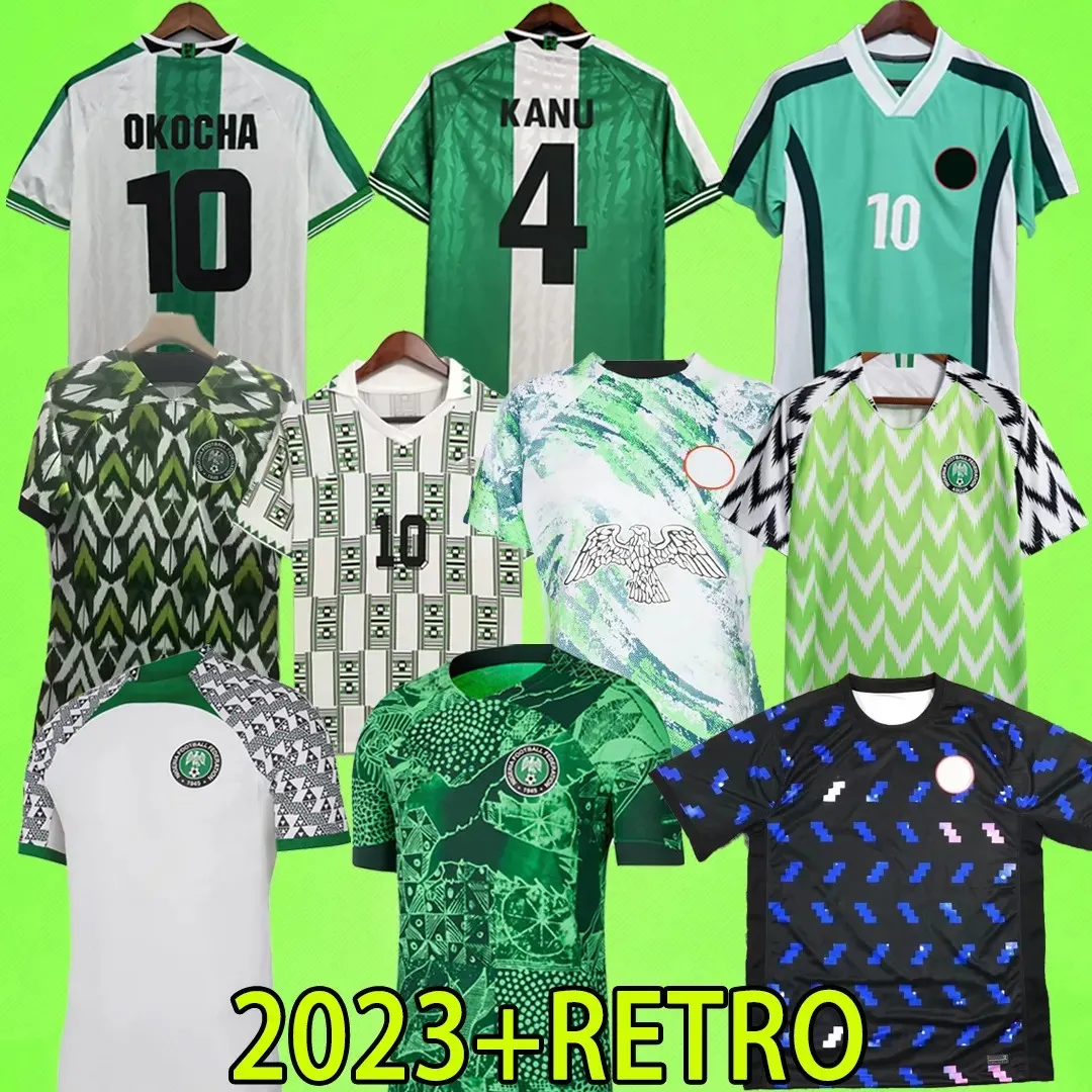 Nigeria 2023 RETRO VOETBALJERSEYS VROUWEN 18 19 22 23 24 Nigeriaanse Mannen Voetbalshirts OKOCHA KANU BABAYARO UCHE WEST 94 96 98 Training Shirts