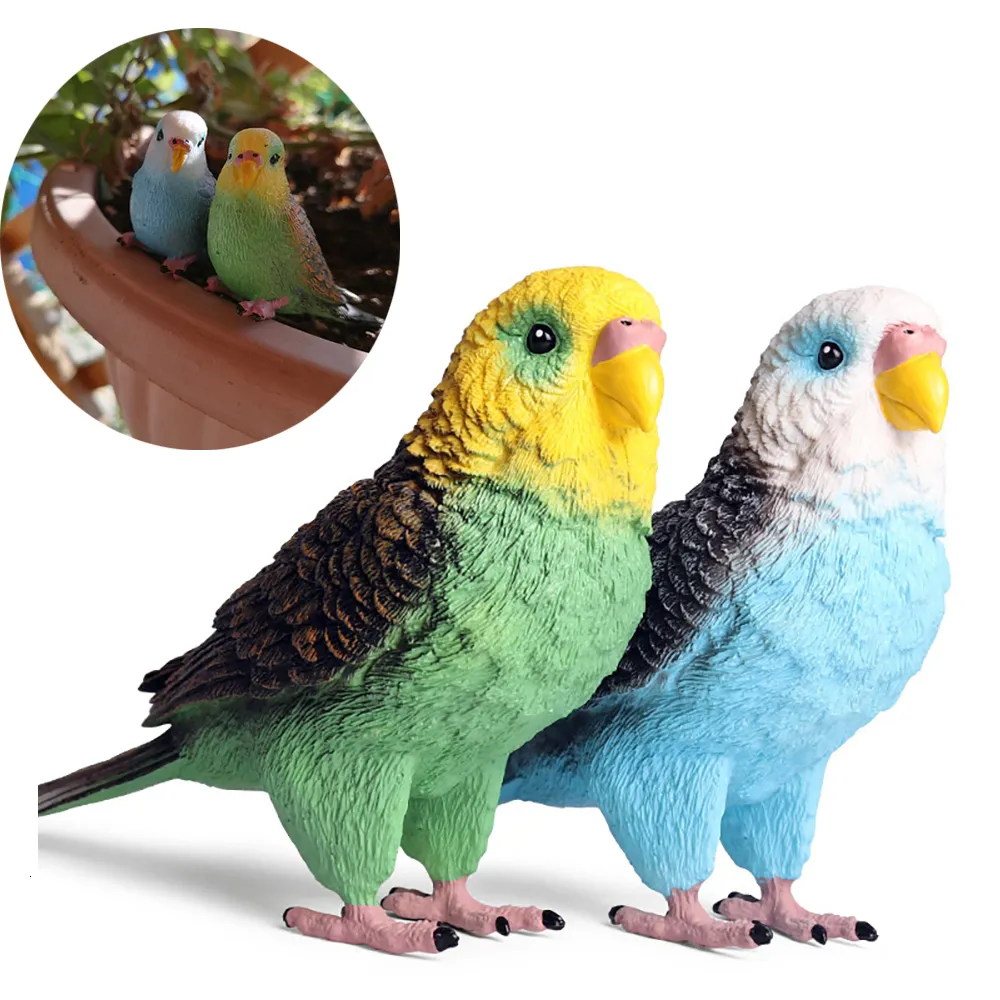 Oggetti decorativi Figurine Simulazione Pappagallo Paesaggio in miniatura Ornamento Parrocchetto Modello Prato Figurina Uccello artificiale Decorazioni per la casa 230925