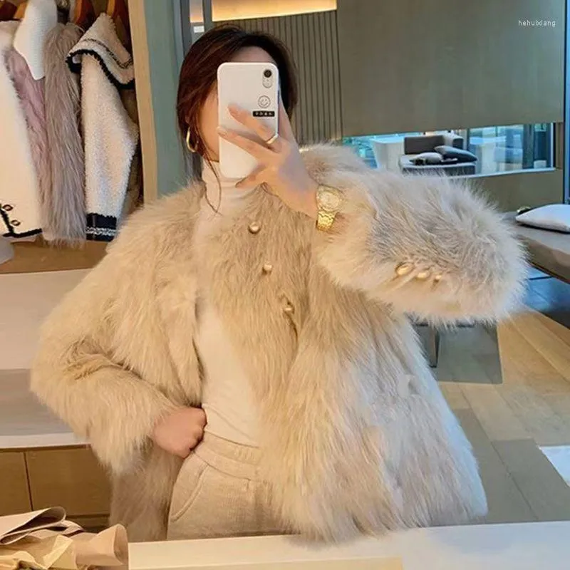 Women s Fur Femlae Faux Mink Coat For Women Elegant Short Plush Jacket Warm Furry Overcoat Winter Fashion G140