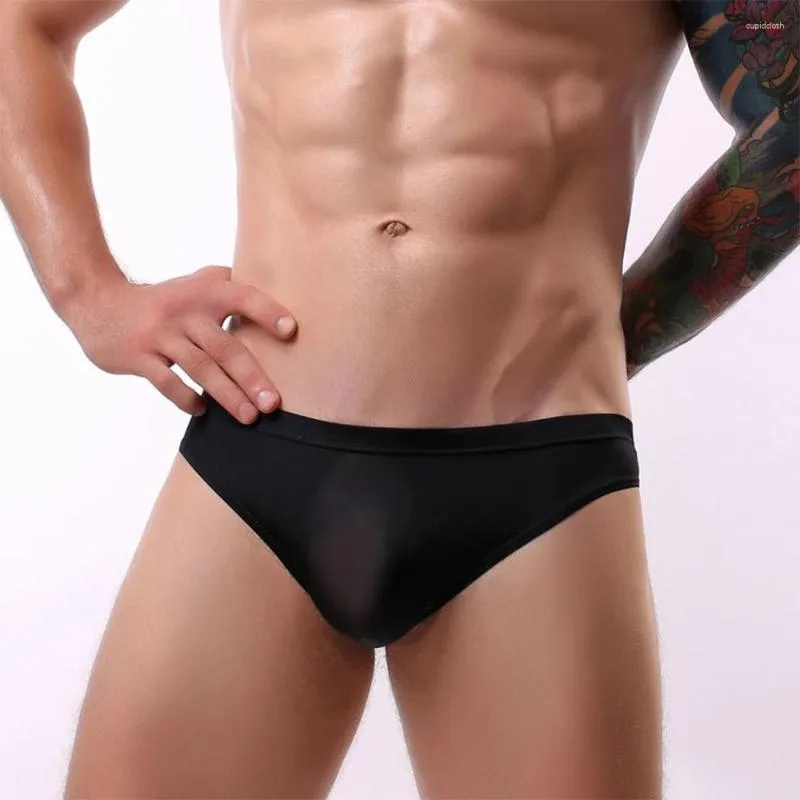 Underpants Men Sexy Breathable Underwear Seamless Front Brief Ice Silk Soft Bikini Erotic Briefs Swimming Trunks Penis Big Pouch Pantie