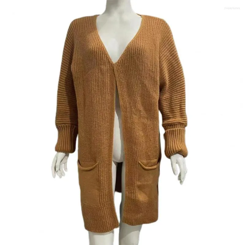 Giacche da donna Cardigan da donna allentato Cappotti eleganti maglione invernale per maglia spessa resistente di media lunghezza con tasche a strati