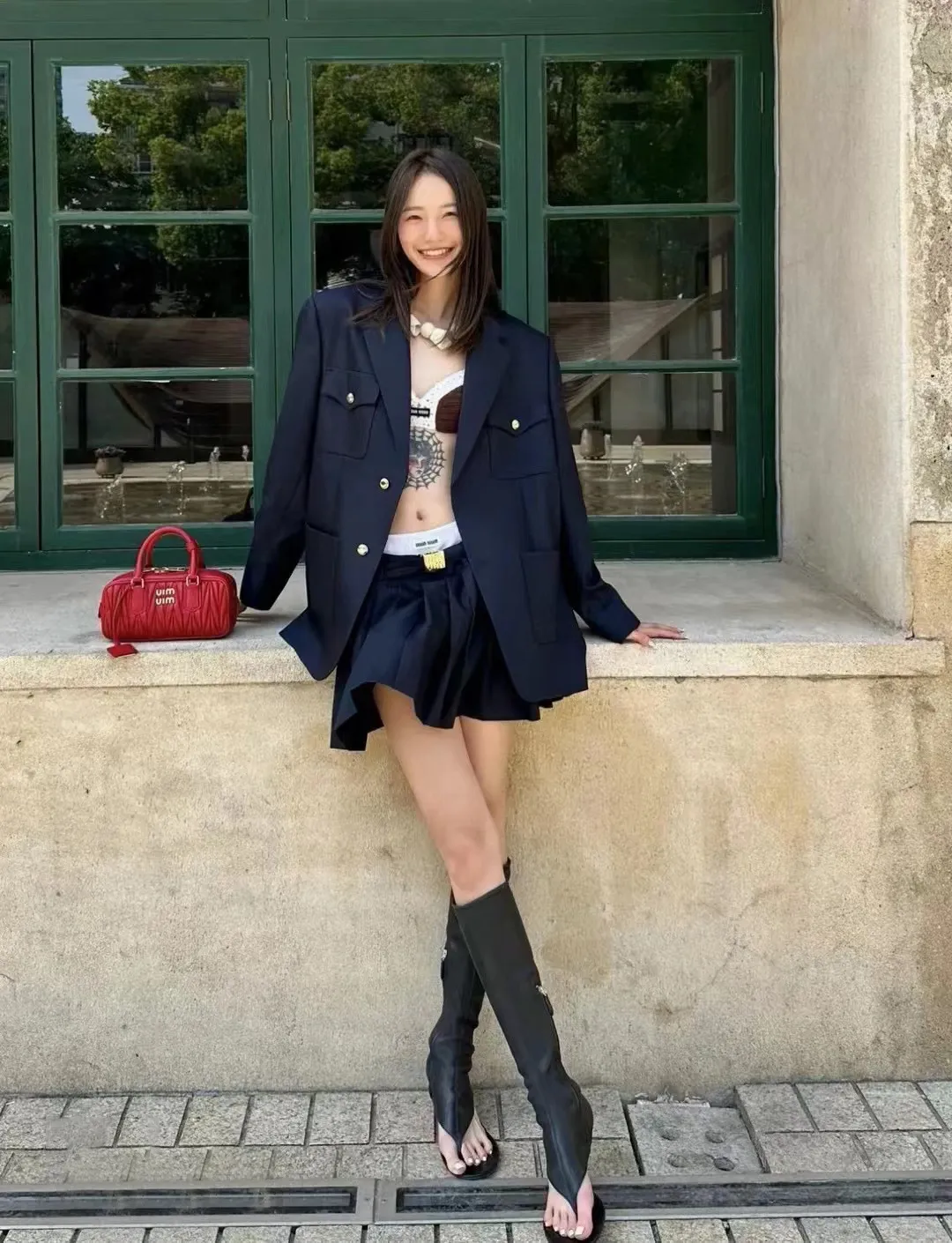 Blue Suit Jacket And Navy Skirt Womens Set For Women By Mi