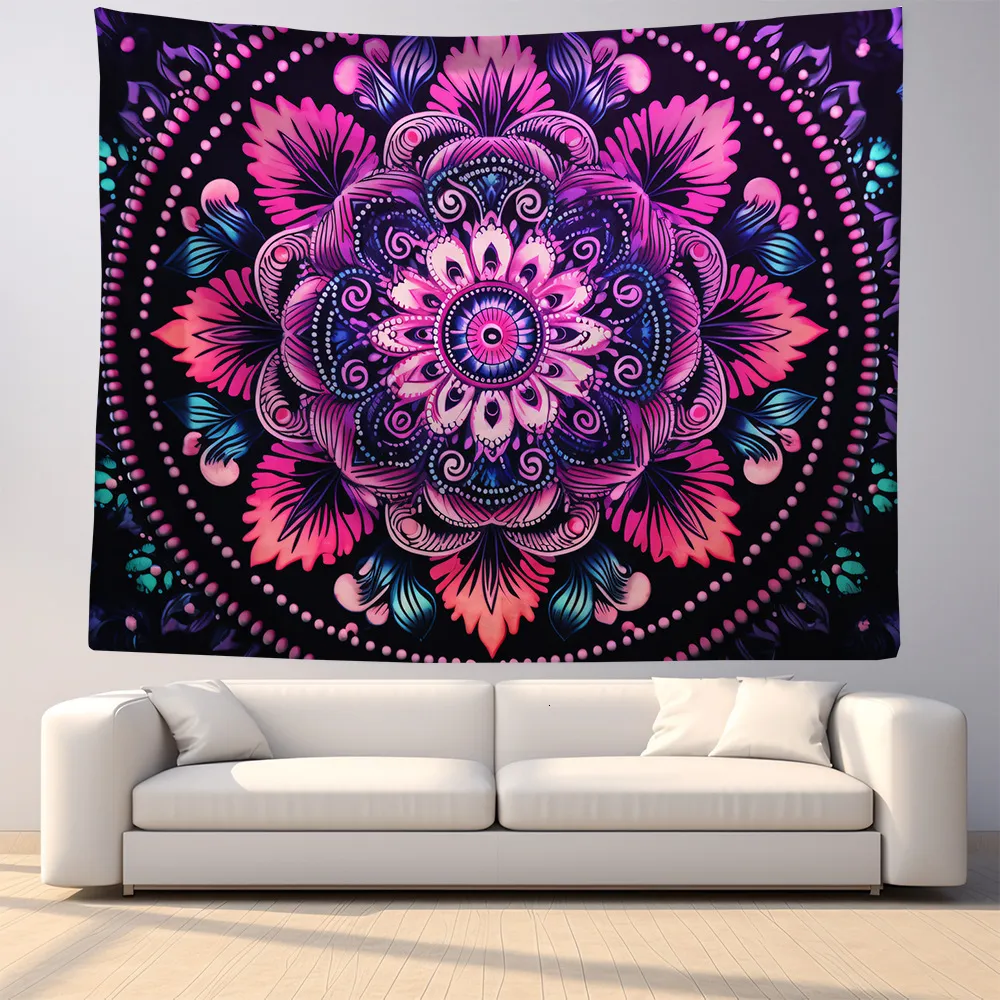 Tapisseries Tapestry Purple Mandala Series Bakgrund Hängande tyg Nordisk hemdekoration vardagsrum sovrum Dekorativa vägg Tapeler 230926