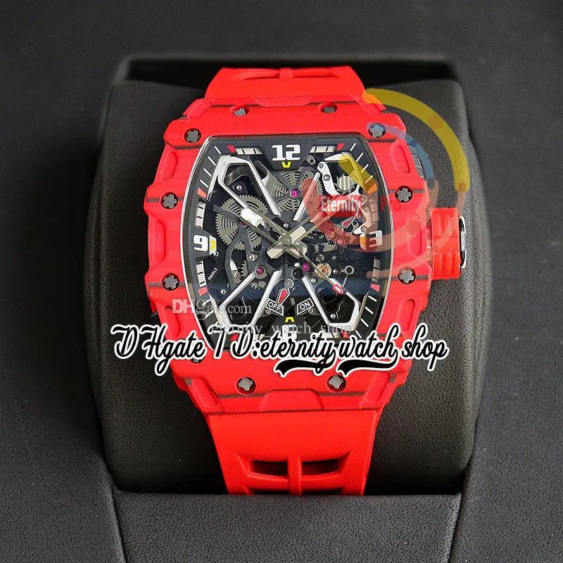 RRF 35-03 Limited version Japan Miyota NH Automatic Mens Watch Red NTPT Carbon fiber Case Skeleton Dial White Rubber Strap Sport Super Edition eternity Wristwatches