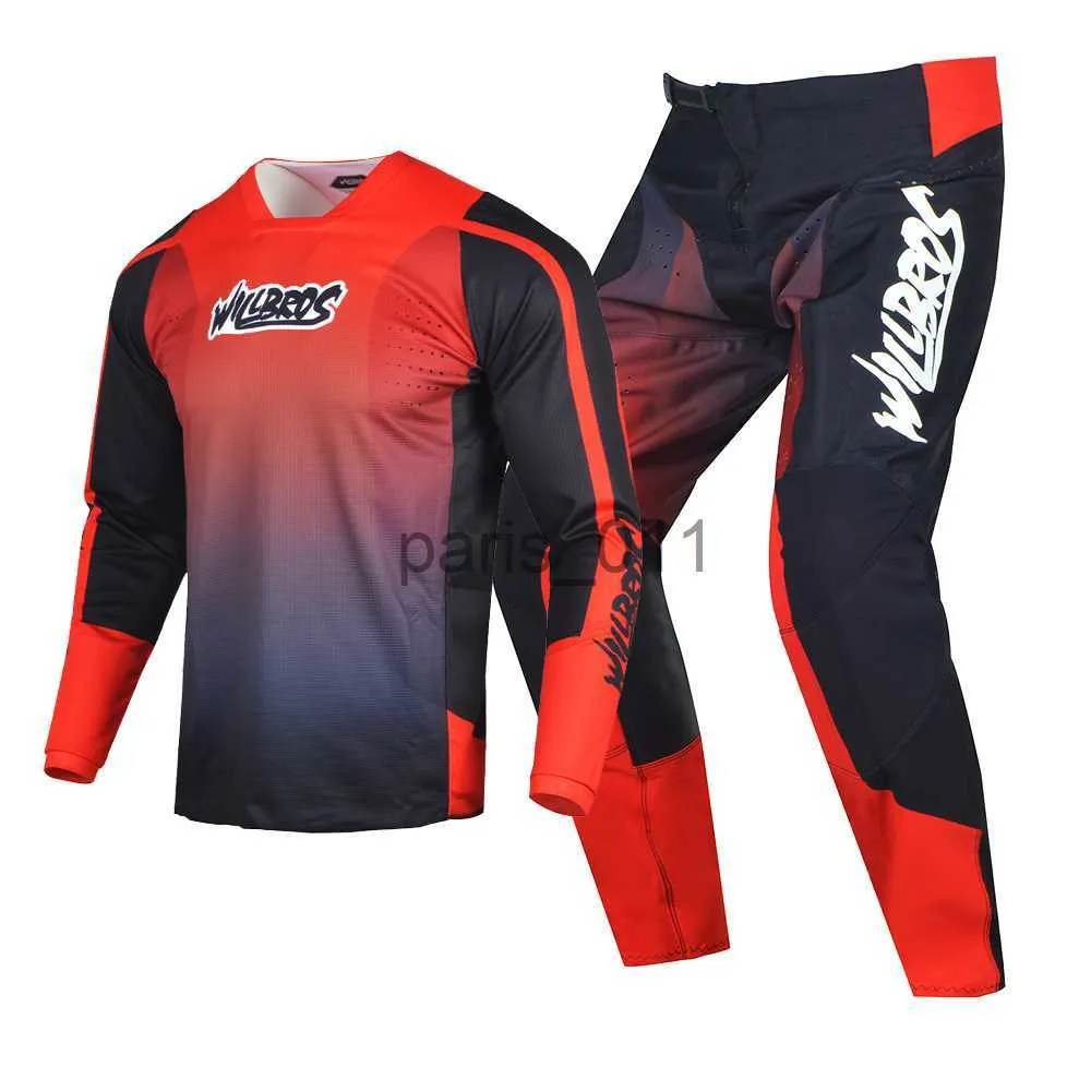 Others Apparel Willbros Red Pants Combo MX Offroad Motocross Racing Dirt Bike Mountain BMX MTB Outfit for Adult x0926