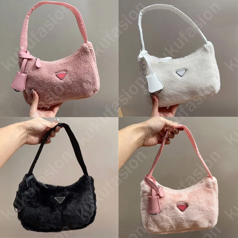 Fluffy Womens Designer Sac à bandoulière en laine d'agneau Hiver Sac à main de luxe pour dames Soft Underarm Fashion Sacs à bandoulière Sacs à main décontractés