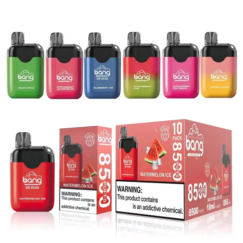 Original Bang DE 8500 Puffs E-Cigarette Kit Disposable Vape Box Mesh Coil 550mAh Battery 18ml Prefilled Pods Carts Vapors